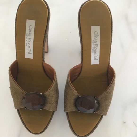 Olivia Rose Tal Natural Woven Gem Heels - Picture 1 of 6